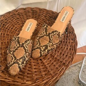 Steve Madden Brown Snake Print Mules